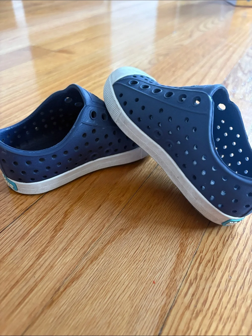 Native Kids Water Shoes in Navy with White Toe Caps